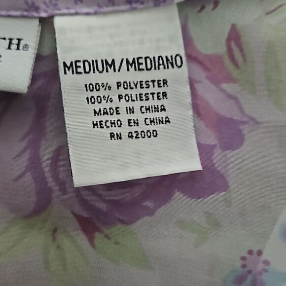 Jaclyn Smith Sleepwear Ladies Pullover Floral Robe W Satin Trim Medium Lavender - Picture 9 of 16